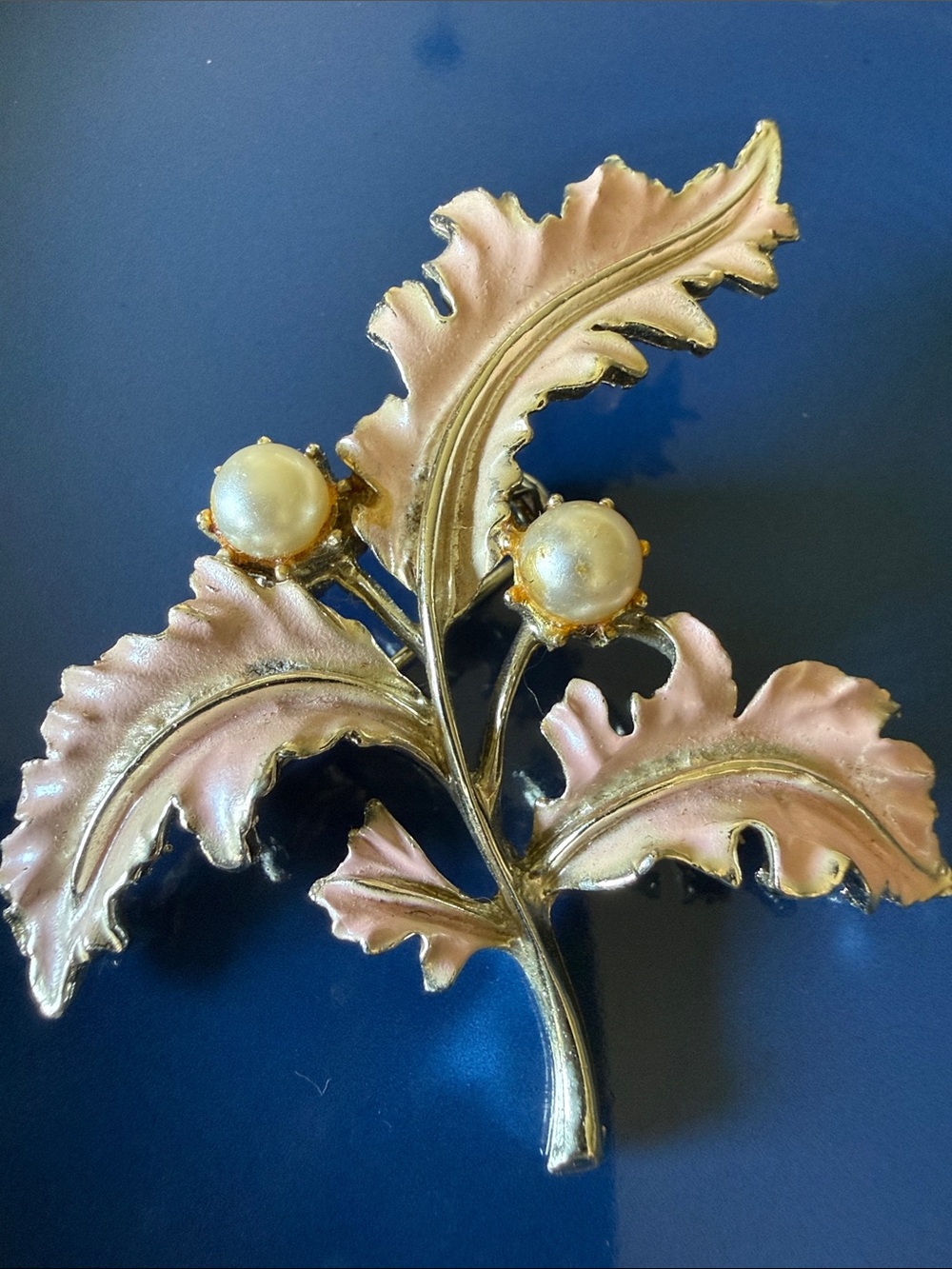 Vintage Pink enameled brooch